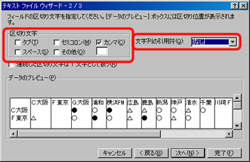テキストファイルウィザード(2)