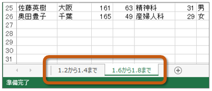 シートの切り替え