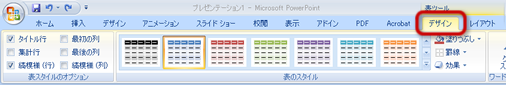 表のデザイン