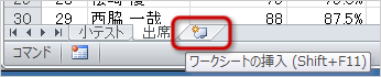 「ワークシートの挿入」ボタン