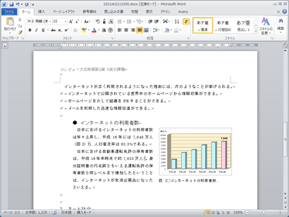 書式設定や図表の挿入