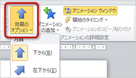 アニメーションの効果の設定